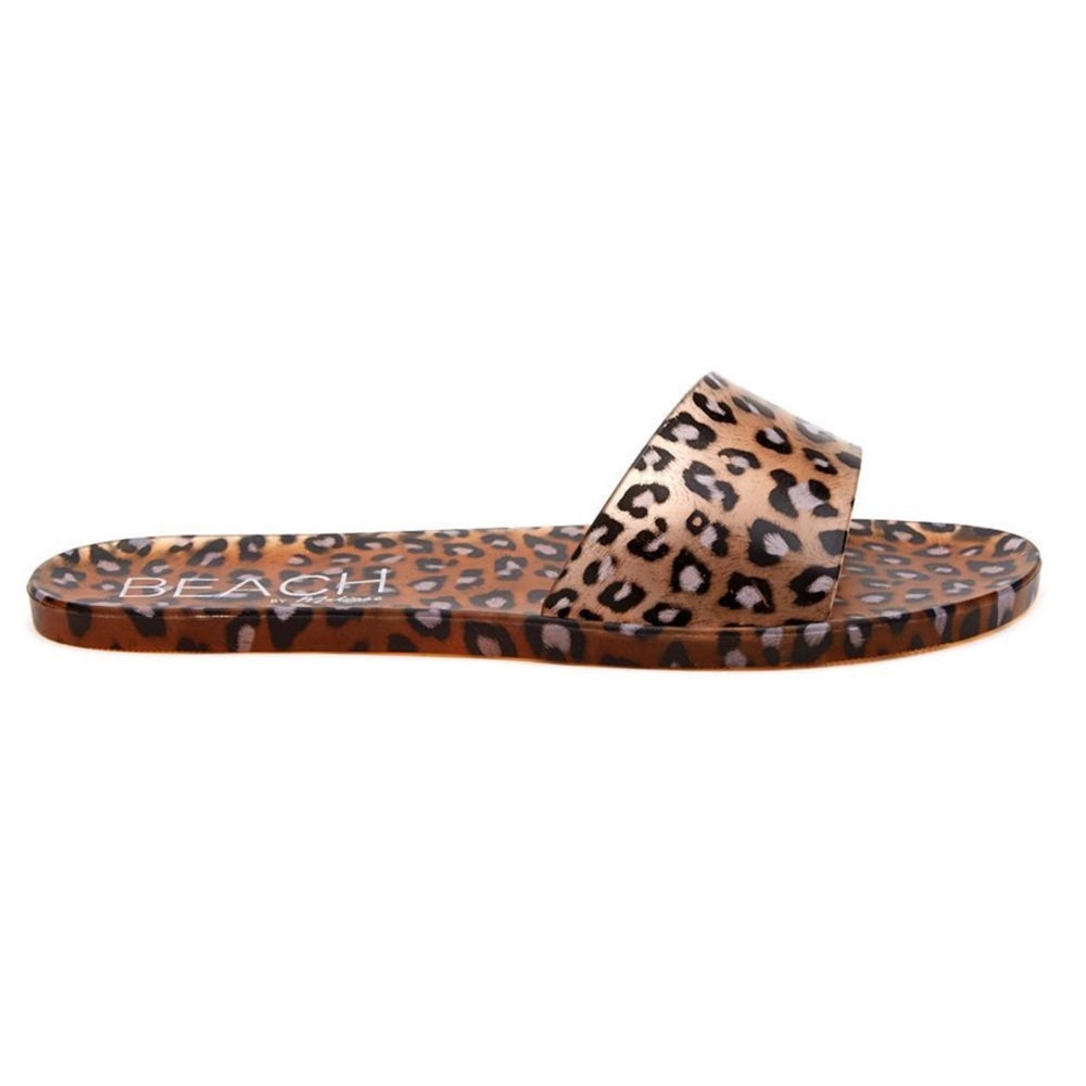 BEACH By Matisse NEW Sol Tan Leopard Slide On Jelly Sandal Size 8 - Picture 2 of 7